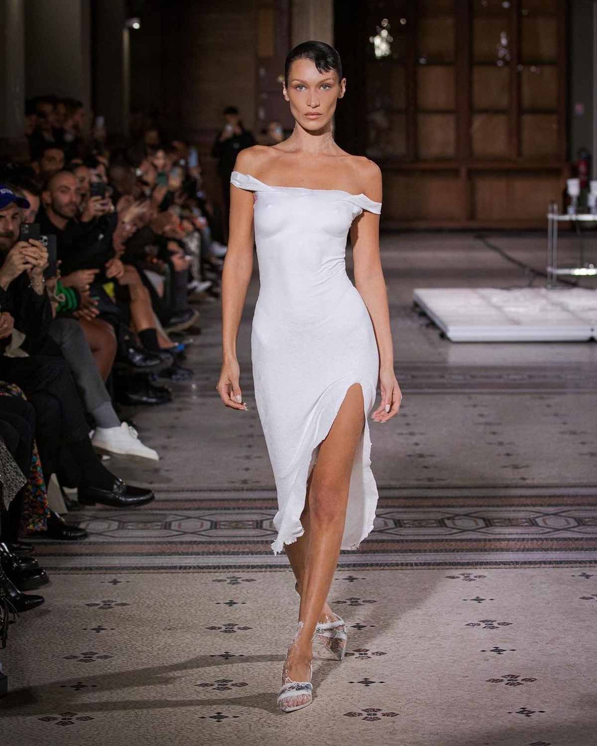 bella hadid got a dress spray painted