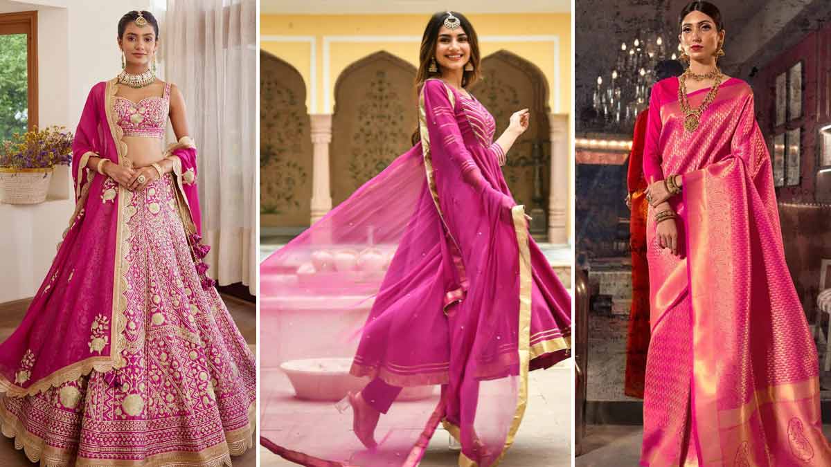 magenta colour outfits in hindi