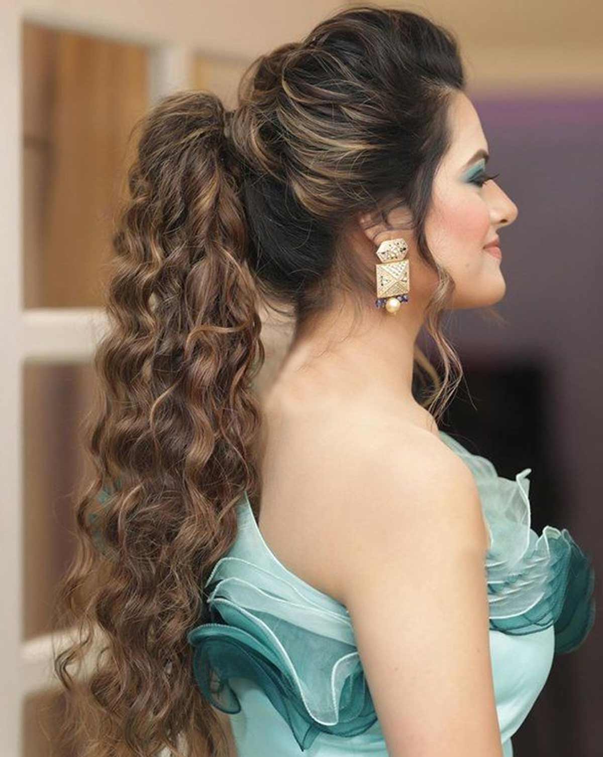 20 Modern Hairstyles for Lehenga Choli | Hairstyles for gowns, Lehenga  hairstyles, Hairstyles for long dresses