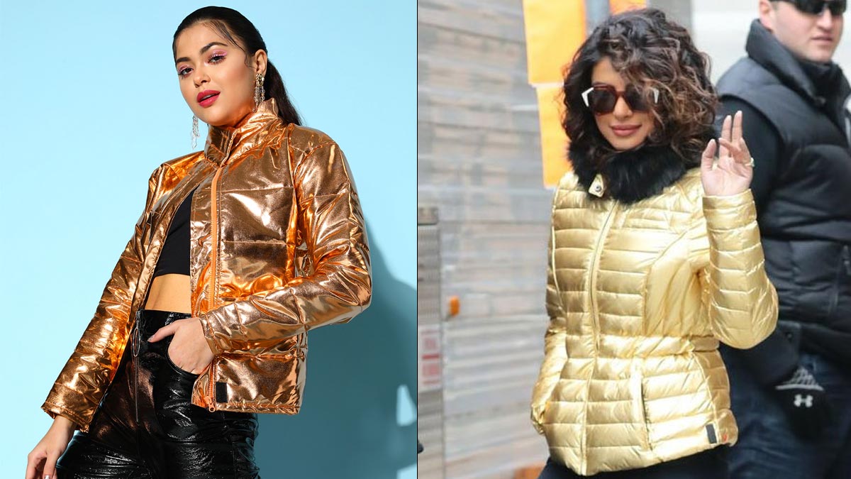 metallic puffer jacket