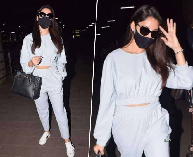 Nora Fatehi clicked in a subtle blue attire at the airport