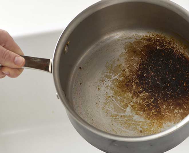 how to wash burned and dirty utensils