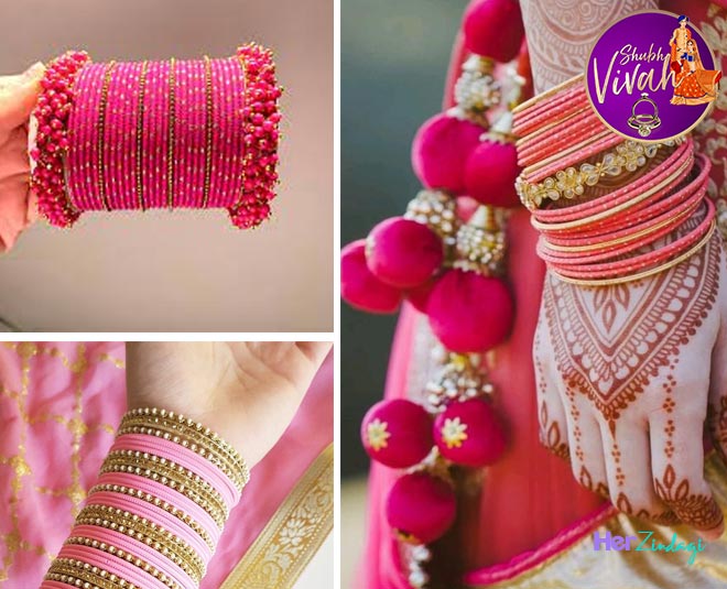 Buy Pink and Silver Silk Thread Bangles for Wedding, for Lehenga Online in  India - Etsy