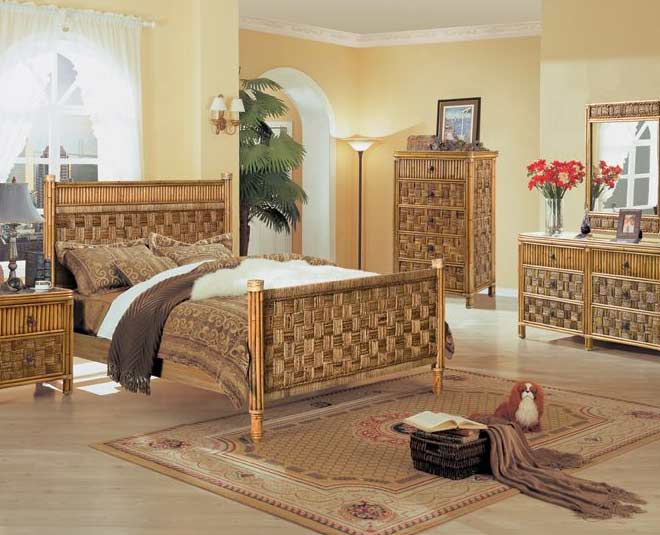 rattan furniture in bedroom