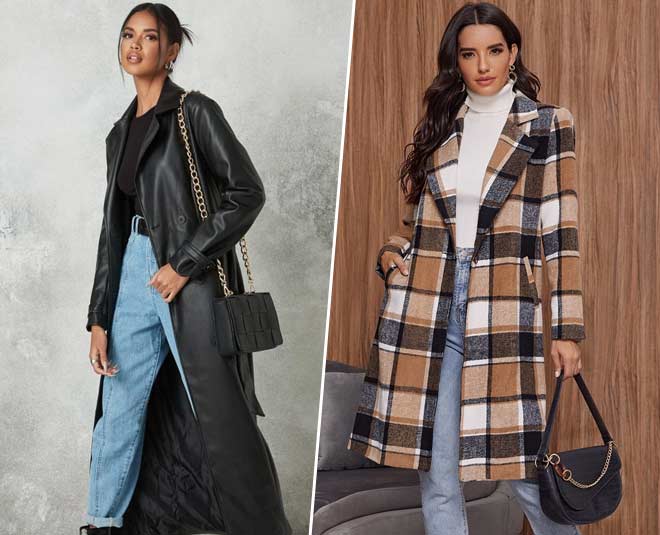 Leather Trench  Plaid Coat Winter fashion main