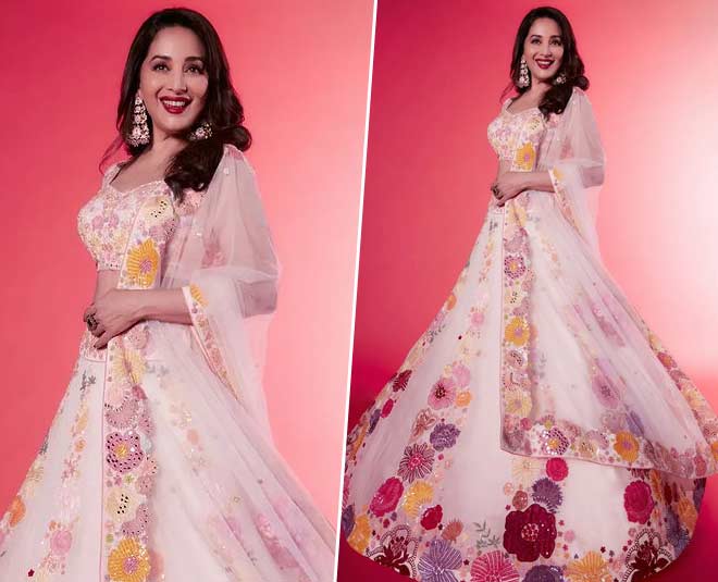 floral white lehenga