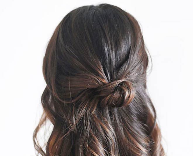 half bun updo hairstyle