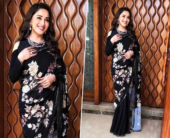 madhuri dixit cold shoulder blouse design