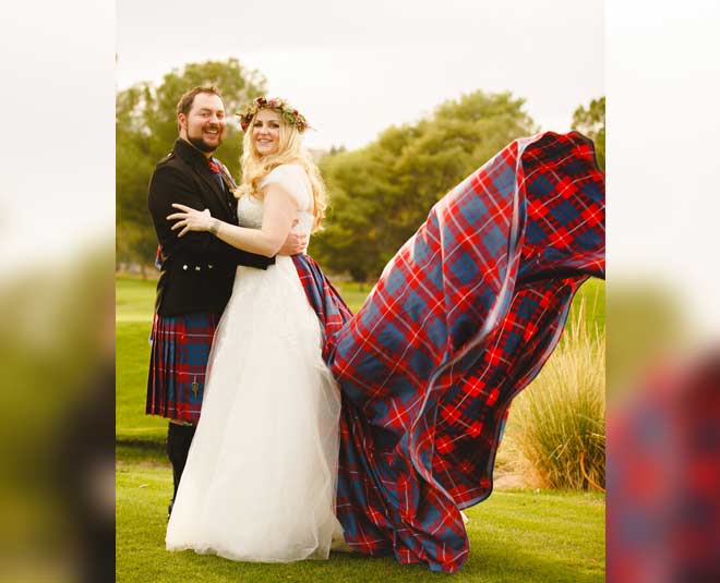 स्कॉटिश ट्रेडिशनल आउटफिट- scotish wedding day outfits