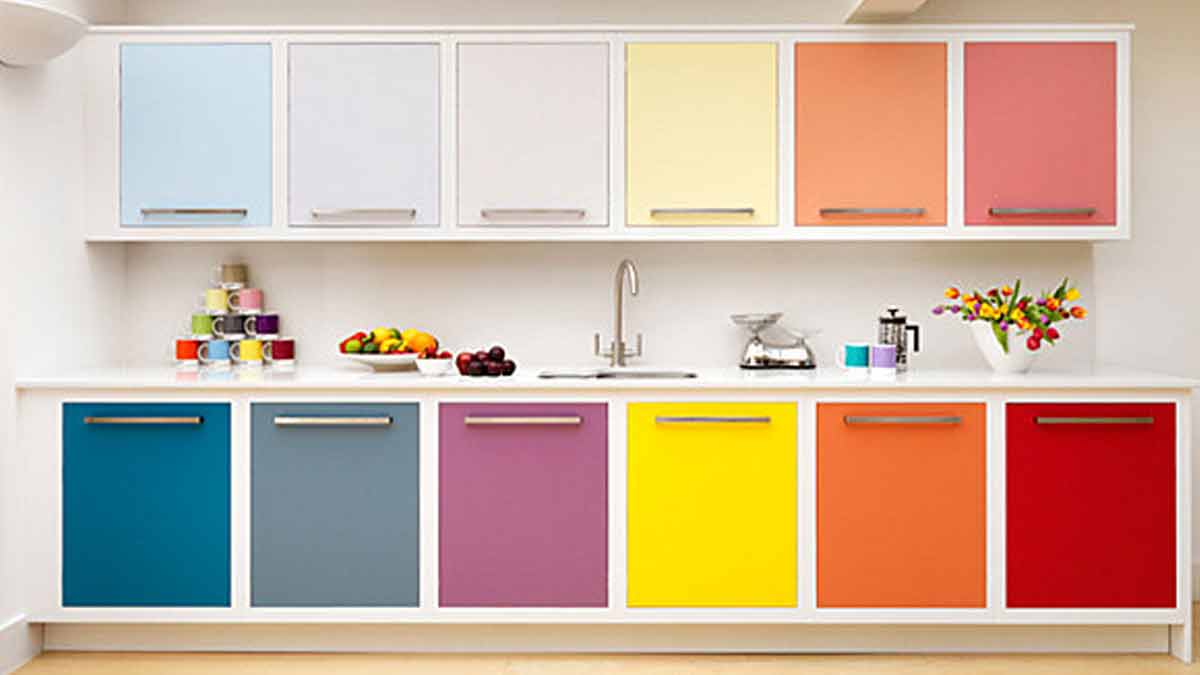 Colorfull kitchen sink cabinet
