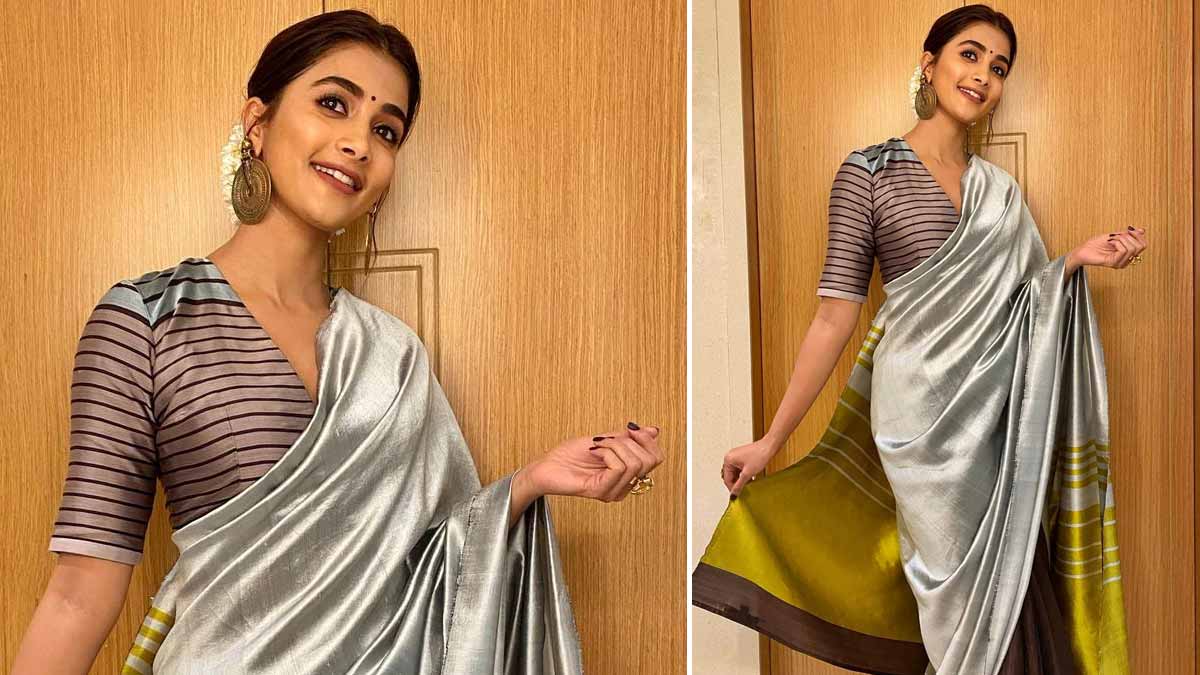 Grey And Green Silk Saree