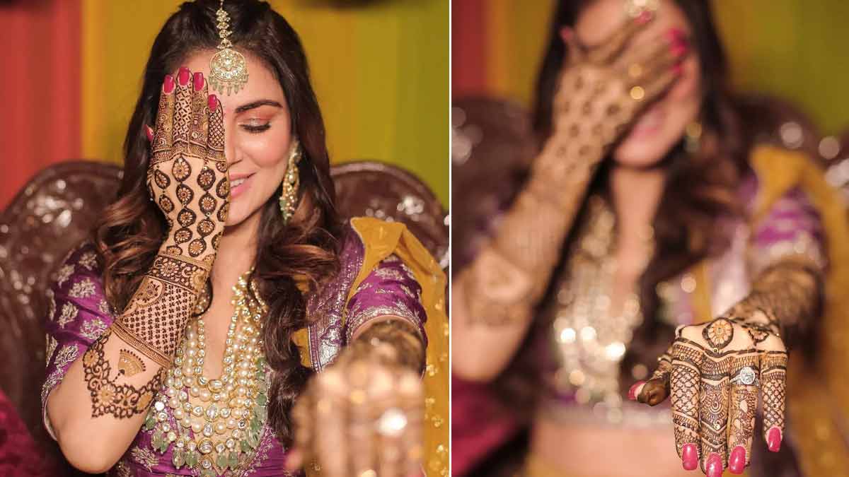 Sparkling Wedding for a Celebrity Fashionista and Pilot | Dulhan mehndi  designs, Mehndi designs, Mehendi designs