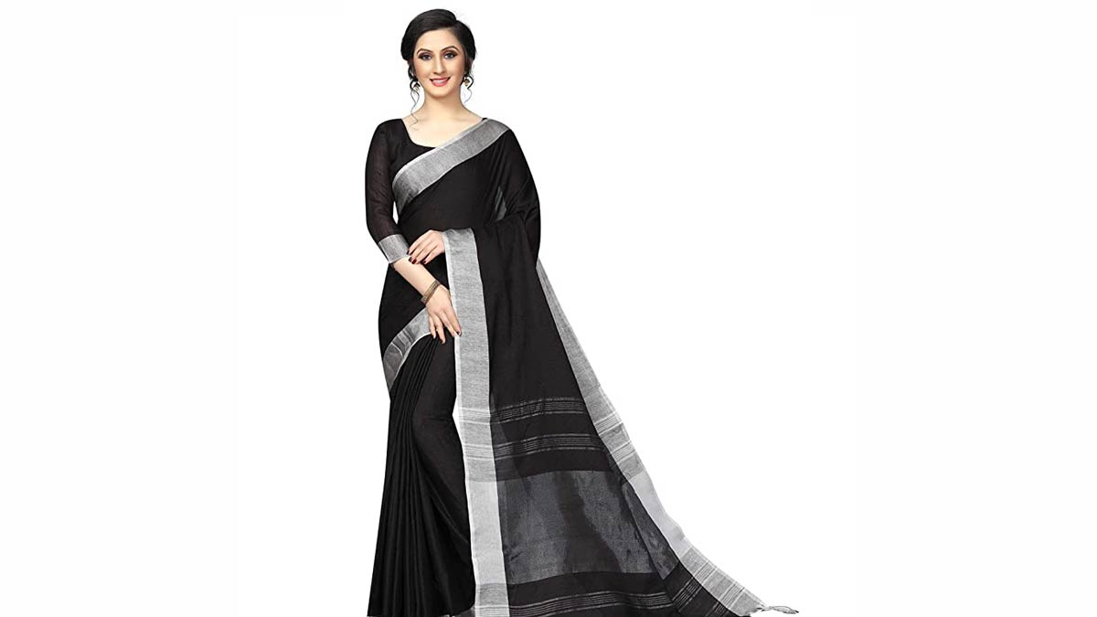 all black saree designs work
