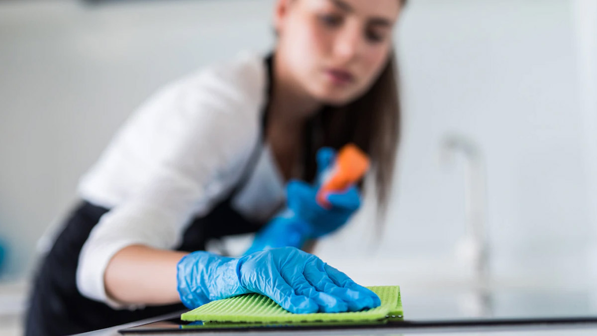 cleaning the bathroom slab