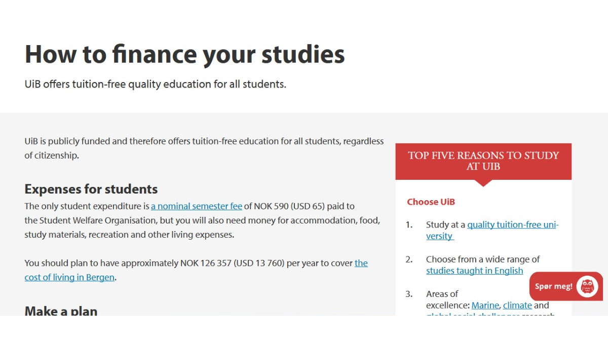 free tution fees in norway