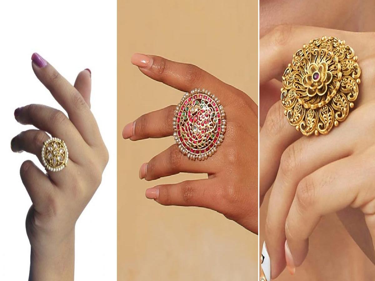 Jadau Angoothi Designs|राजपूती अंगूठी की डिजाइन| Ladies Jewellery  Collection | jadau finger ring designs for ladies | HerZindagi