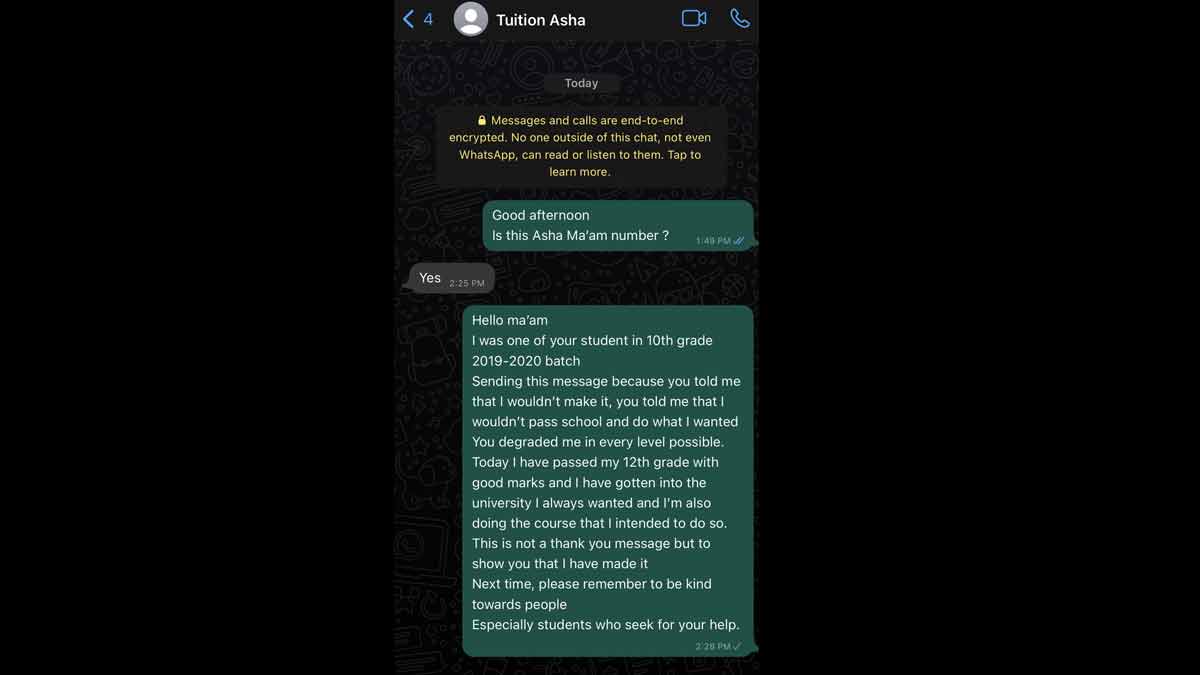 student and teacher viral chat screeshot