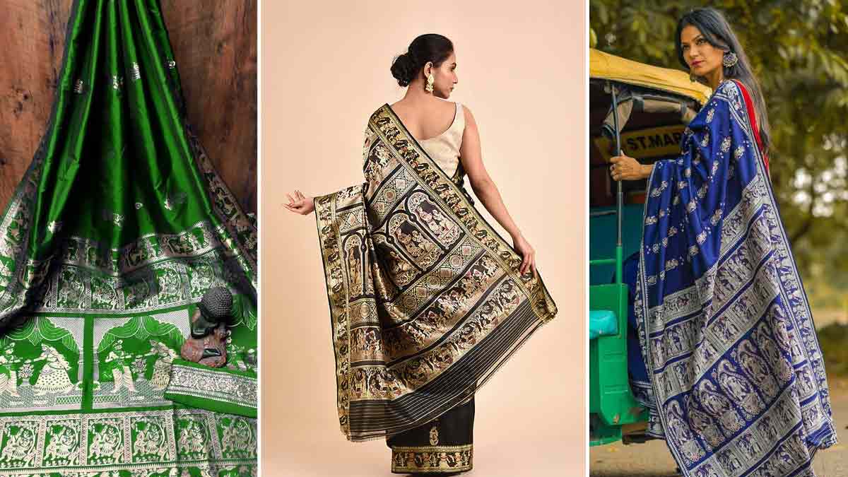 6.3 m (with blouse piece) Wedding Baluchari Silk Saree of rare combo of  shades and designs at Rs 14000 in Kolkata