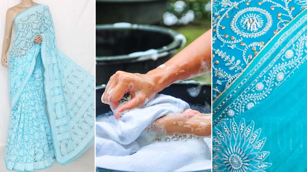 How to wash chikankari saree at home in hindi