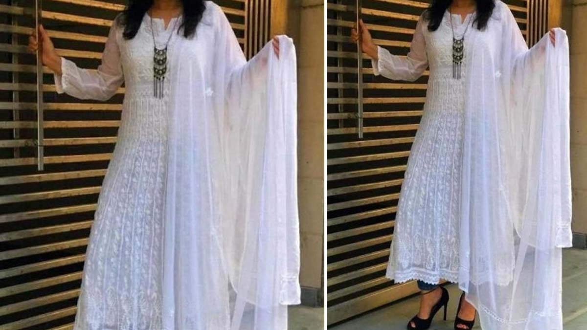 Buy Seva Chikan Hand Embroidered Lucknowi Chikankari White Cotton Blend Kurta  Kurti for Womens (4213_White_S) at Amazon.in