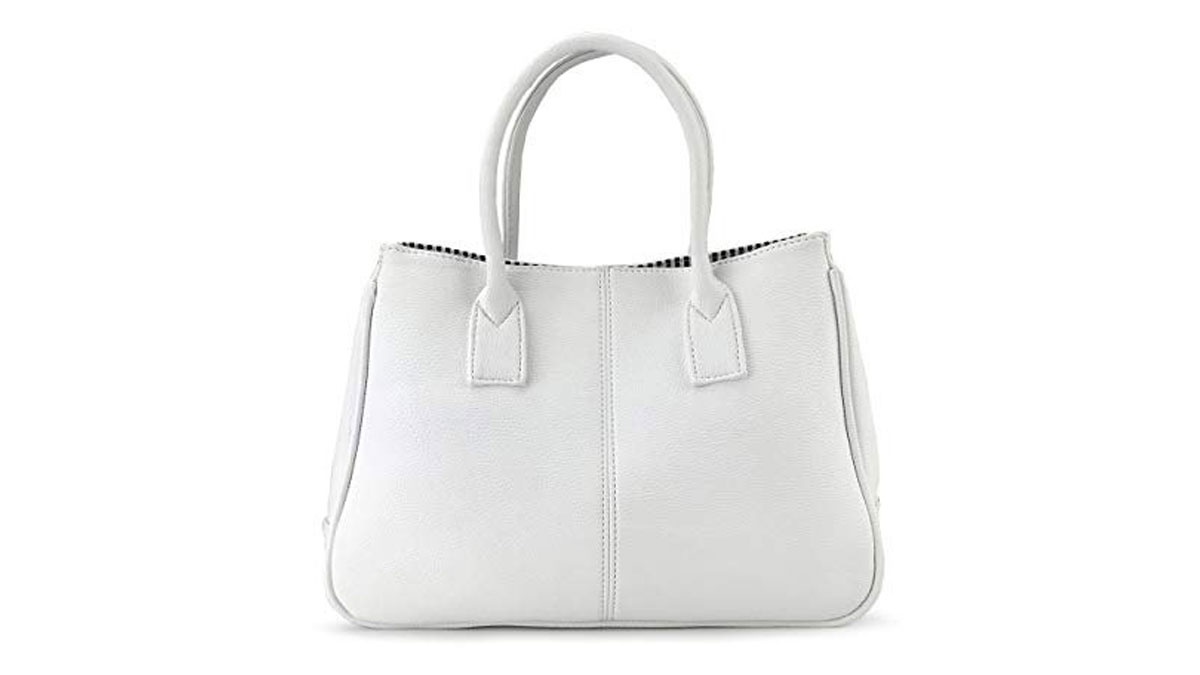 white leather bag