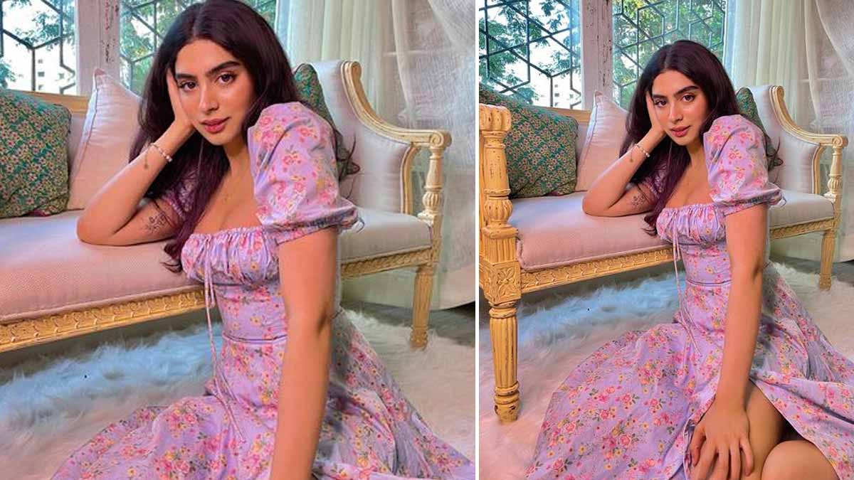 पर्पल ड्रेस khushi kapoor stylish summer outfits ()