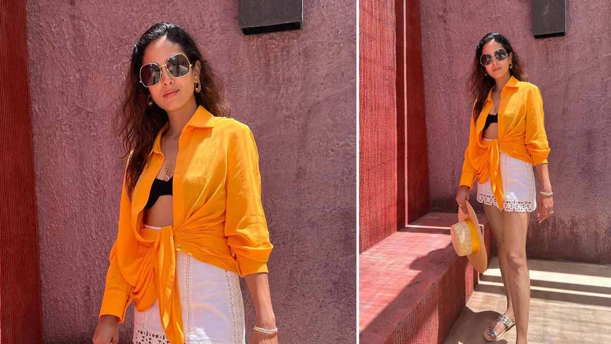 orange shirt mira kapoor vacation outfits