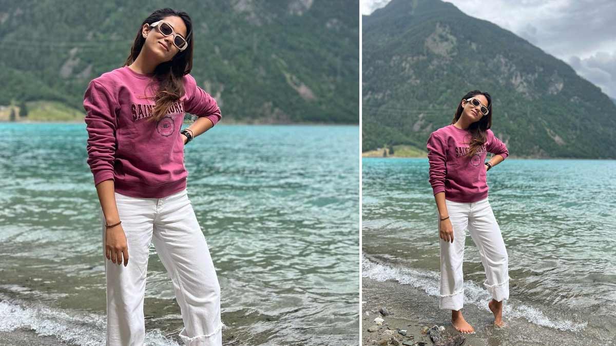 pink sweatshirt mira kapoor vacation outfits