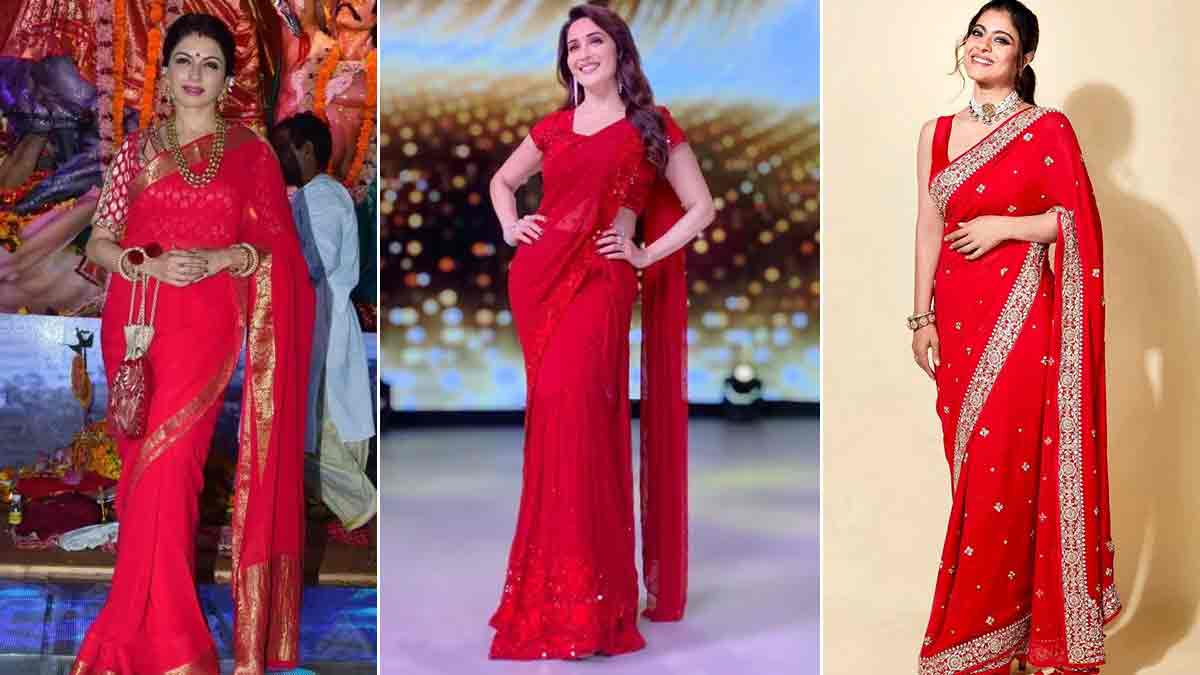 saree designs in red colour pic