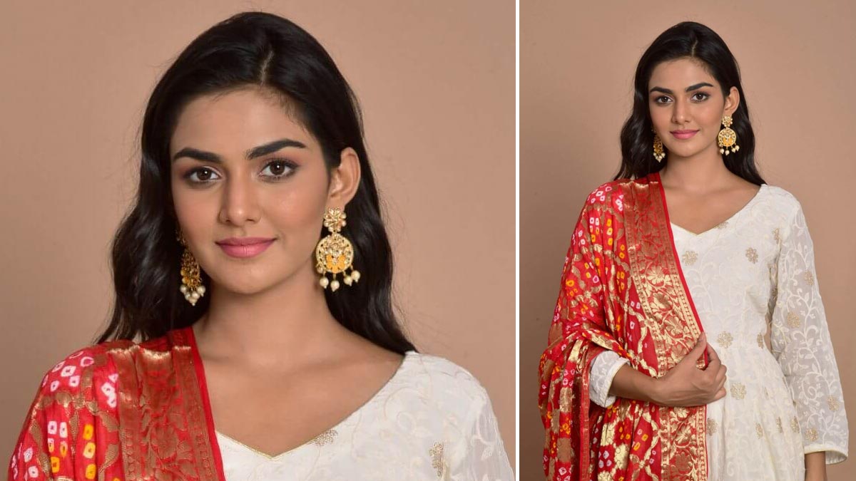 रेड दुपट्टा white kurta with red dupatta