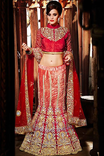 Wedding Wear Georgette Fish Cut Lehenga at Rs 1100/piece in Surat | ID:  15399472330