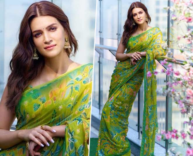 Kriti Sanon Adds A Colourful Twist To A Chiffon Saree Pairing A