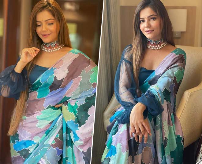 rubina dilaik multi color saree