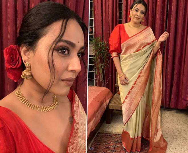 swara letest saree look