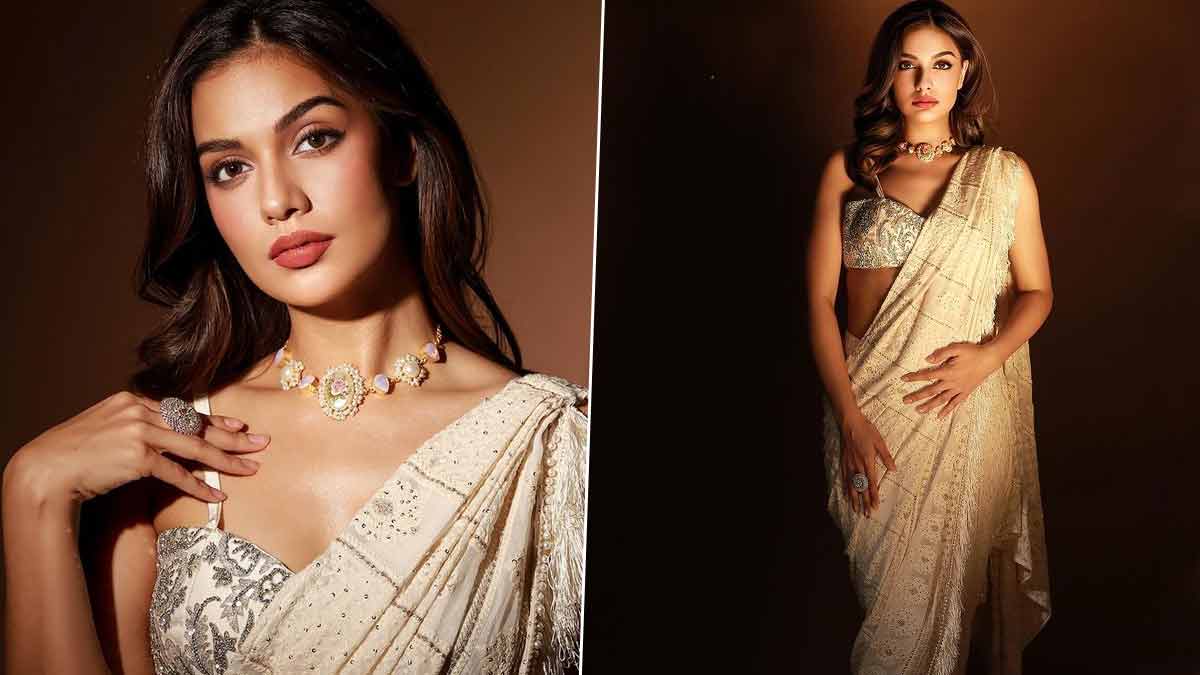 divya agarwal offwhite saree looks