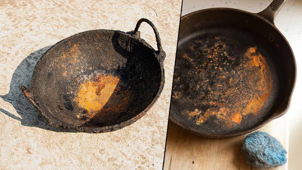 How To Clean Iron Utensils| बर्तन से जंग हटाने के तरीके| Kale Bartan Saaf  Karne Ka Tarika | how to remove rust from iron utensils with baking soda |  HerZindagi