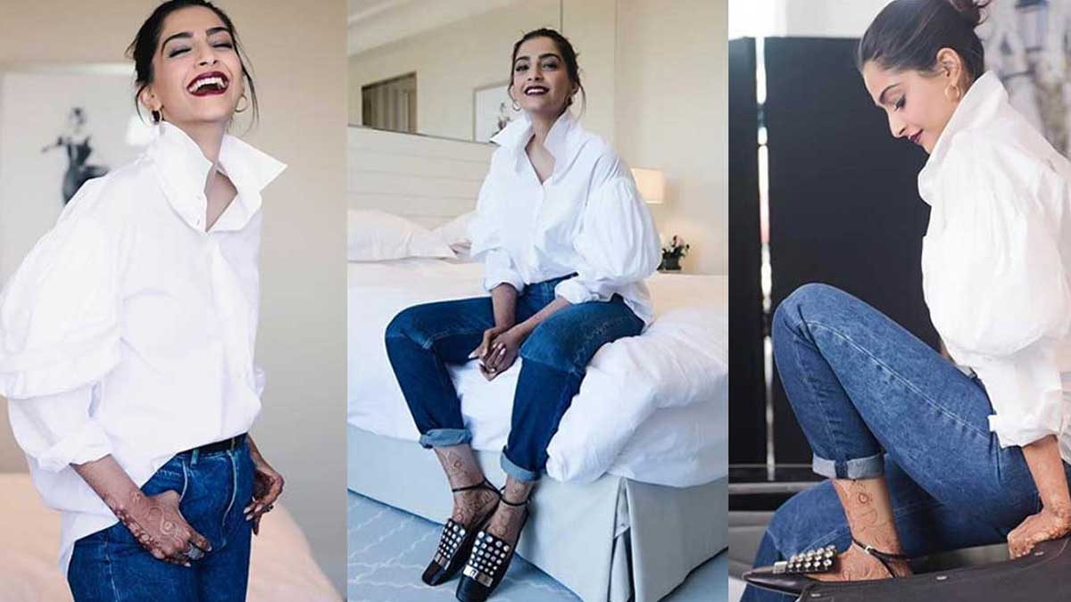 White shirt and cheap blue jeans women