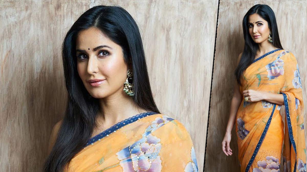 kaitrina in floral saree