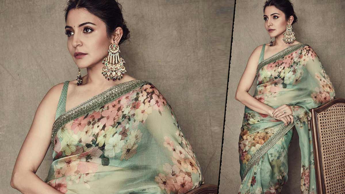 organza floral saree