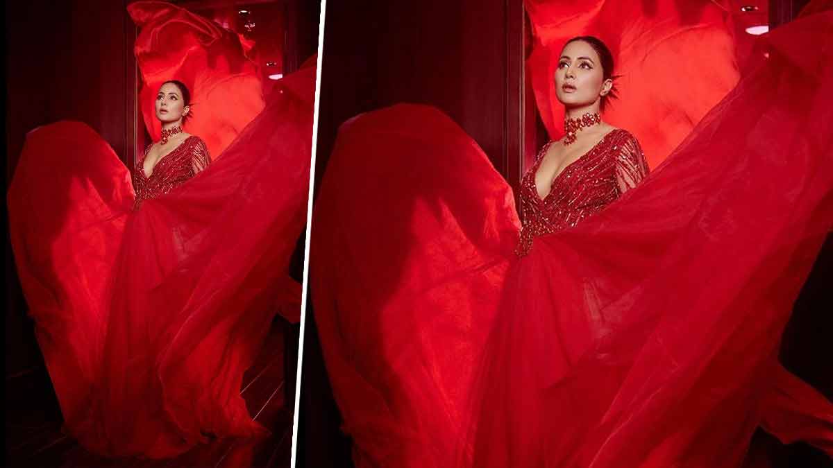 red hina khan cannes