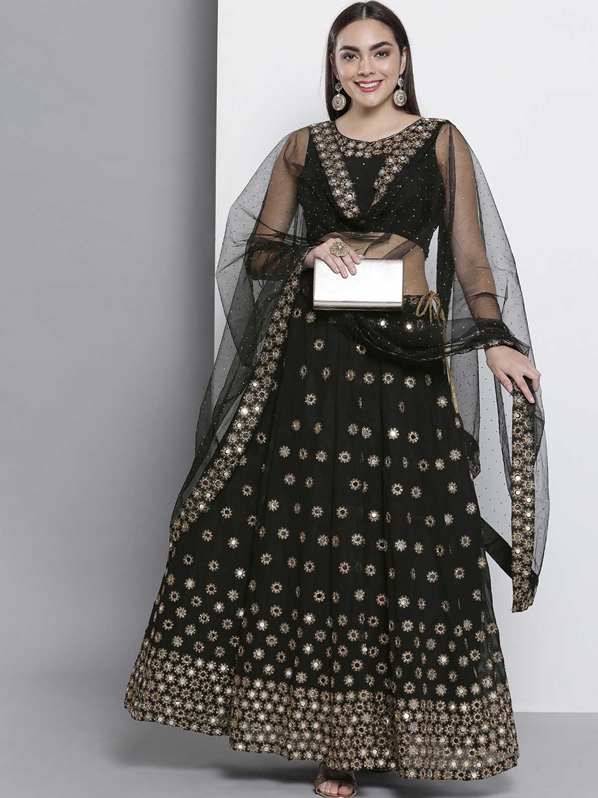 Black Embroidered Lehenga