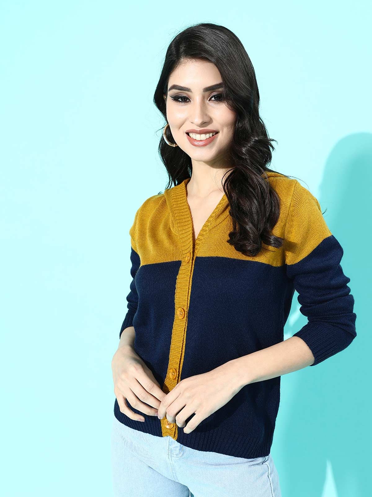 Colour Blocked Knitted Sweater