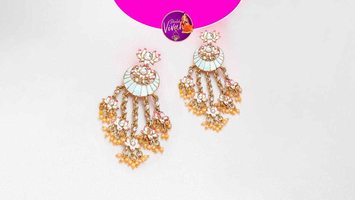 SKU72 Kundan Earring and Maang Tikka set - Caramel Cream – Taur Jewellery