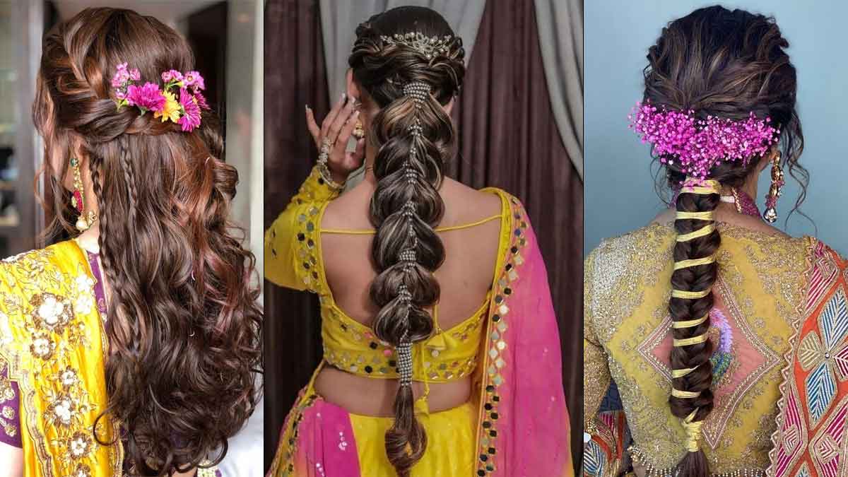 Front hairstyle with mangtika setting  Celebrity hairstyle  Hairstyle for haldi  ceremony  YouTube