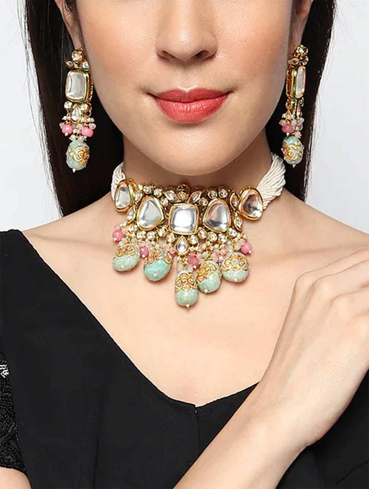 pearl chain choker set