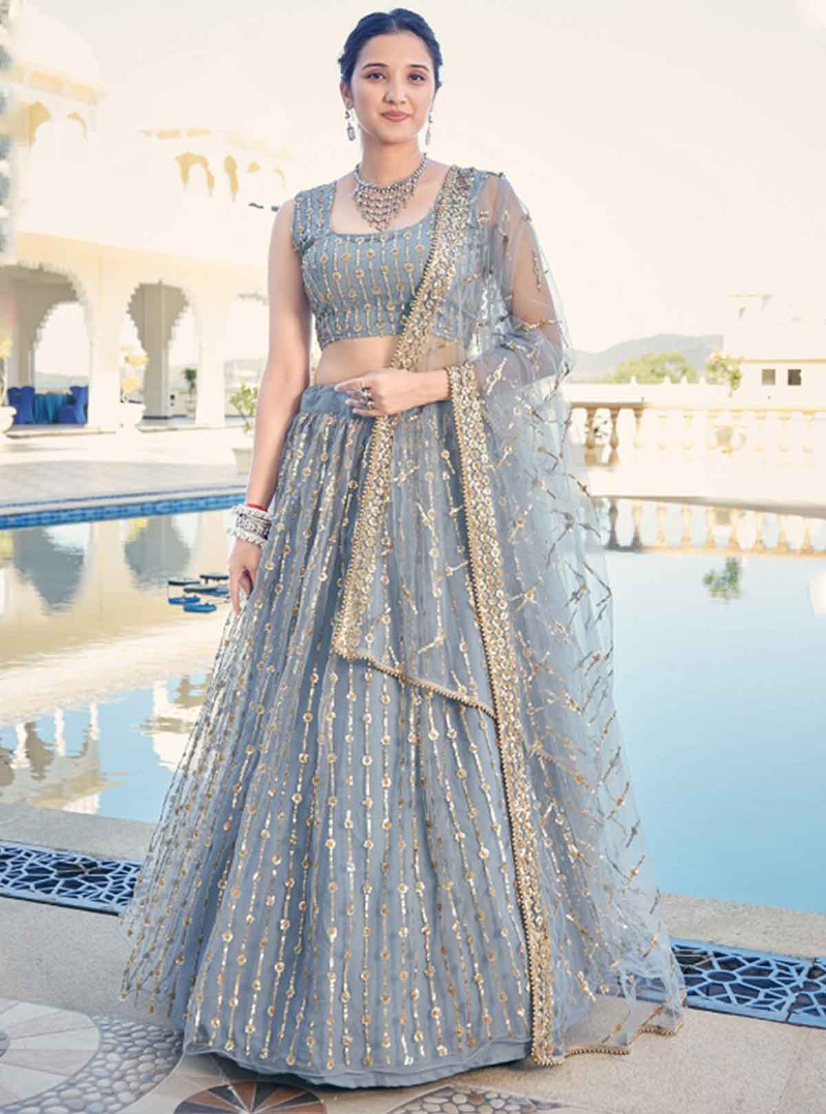 shimery lehenga