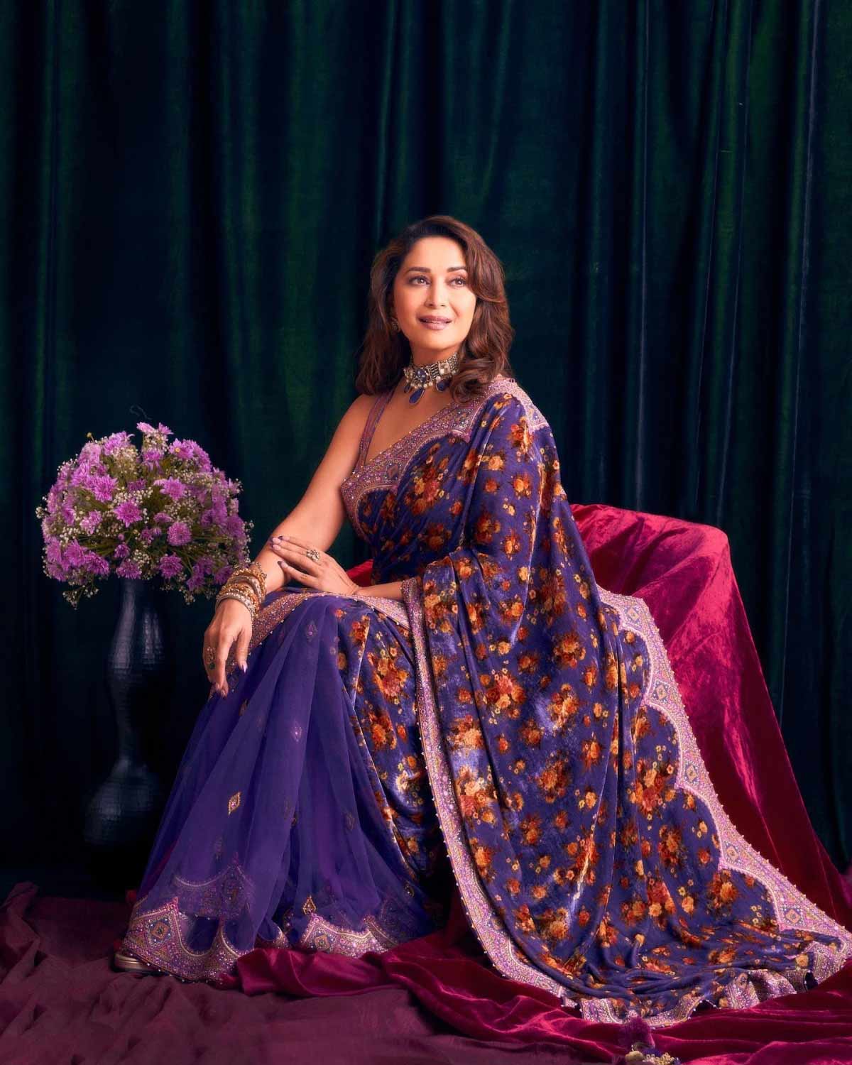 velvet saree style