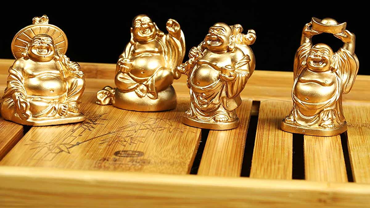 Fengshui Buddha Statue for Lucky & Happiness God of Wealth, Gold Laughing  Buddha Buddhist Statues and Sculptures Home Decor Gift - AliExpress