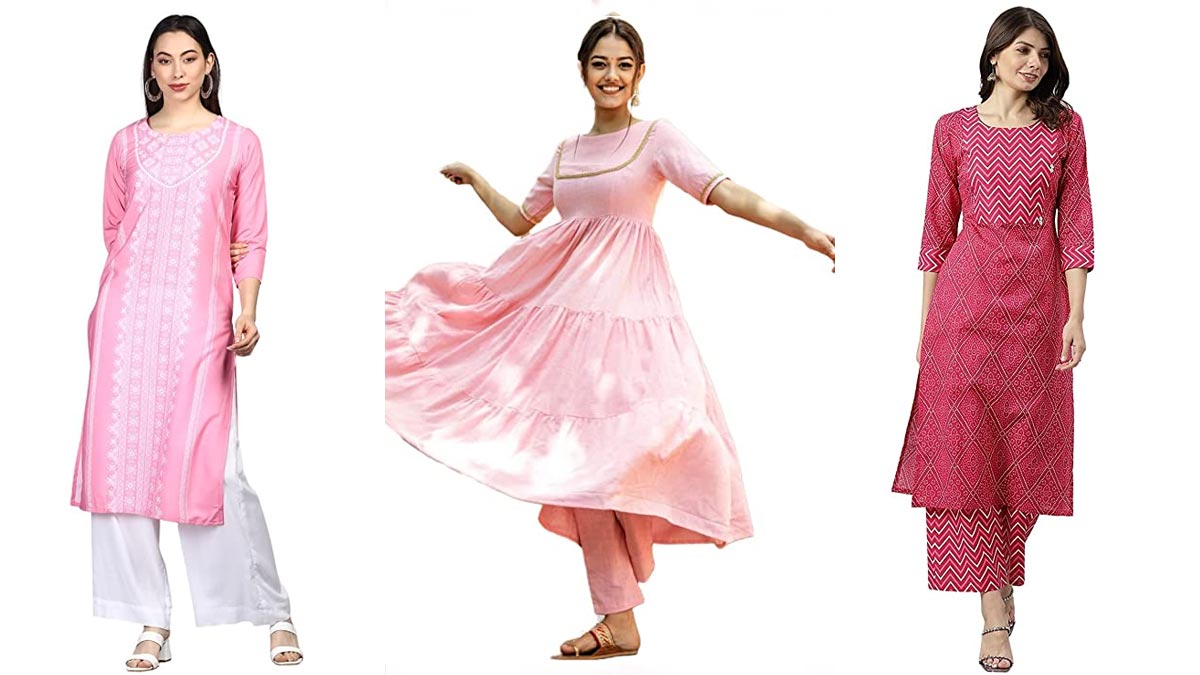 dark pink plain cotton stitched kurti - Velentino Trend - 1663691