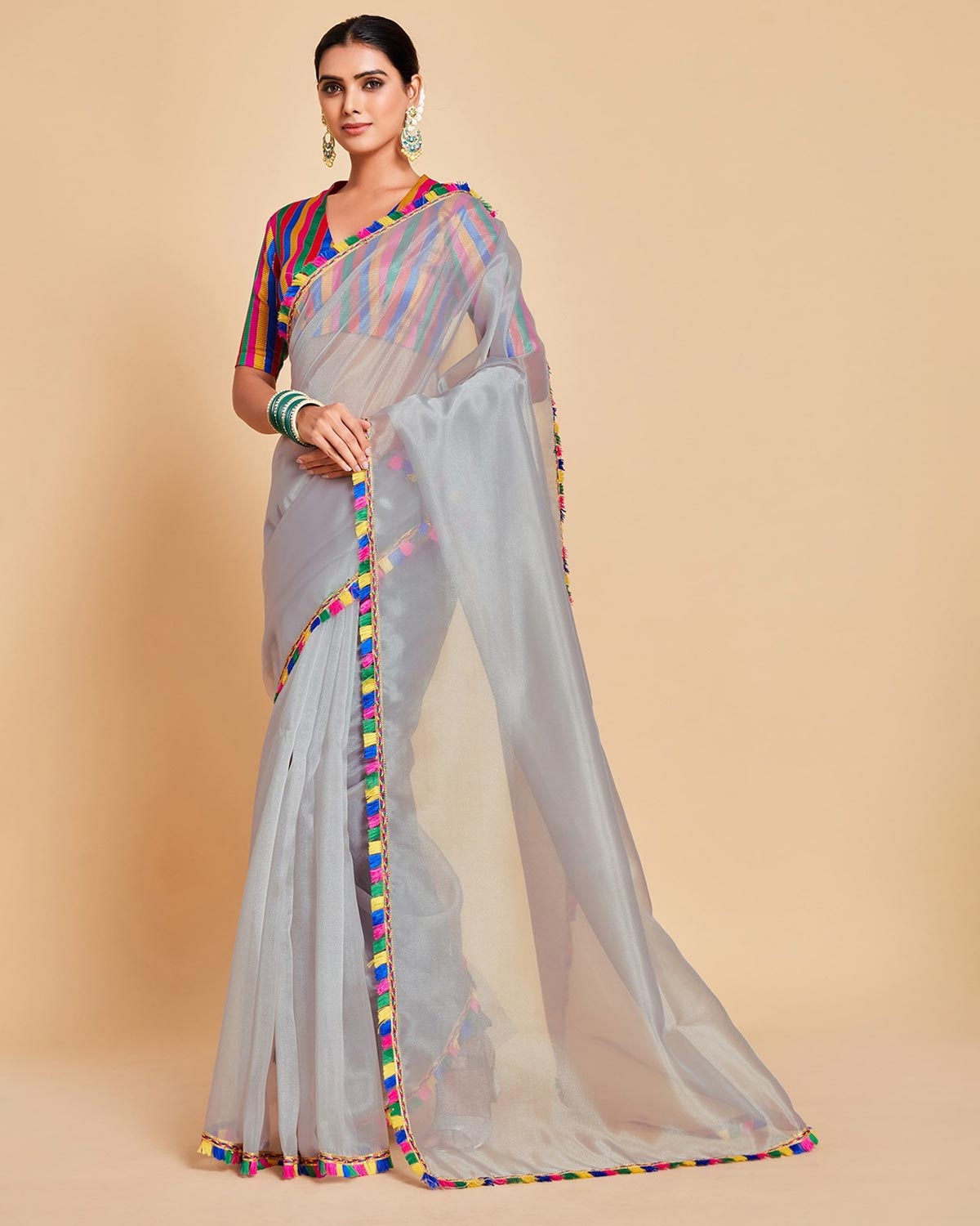 Buy KALKI Fashion Floral Printed Bead Work Organza Saree - Sarees for Women  22458644 | Myntra